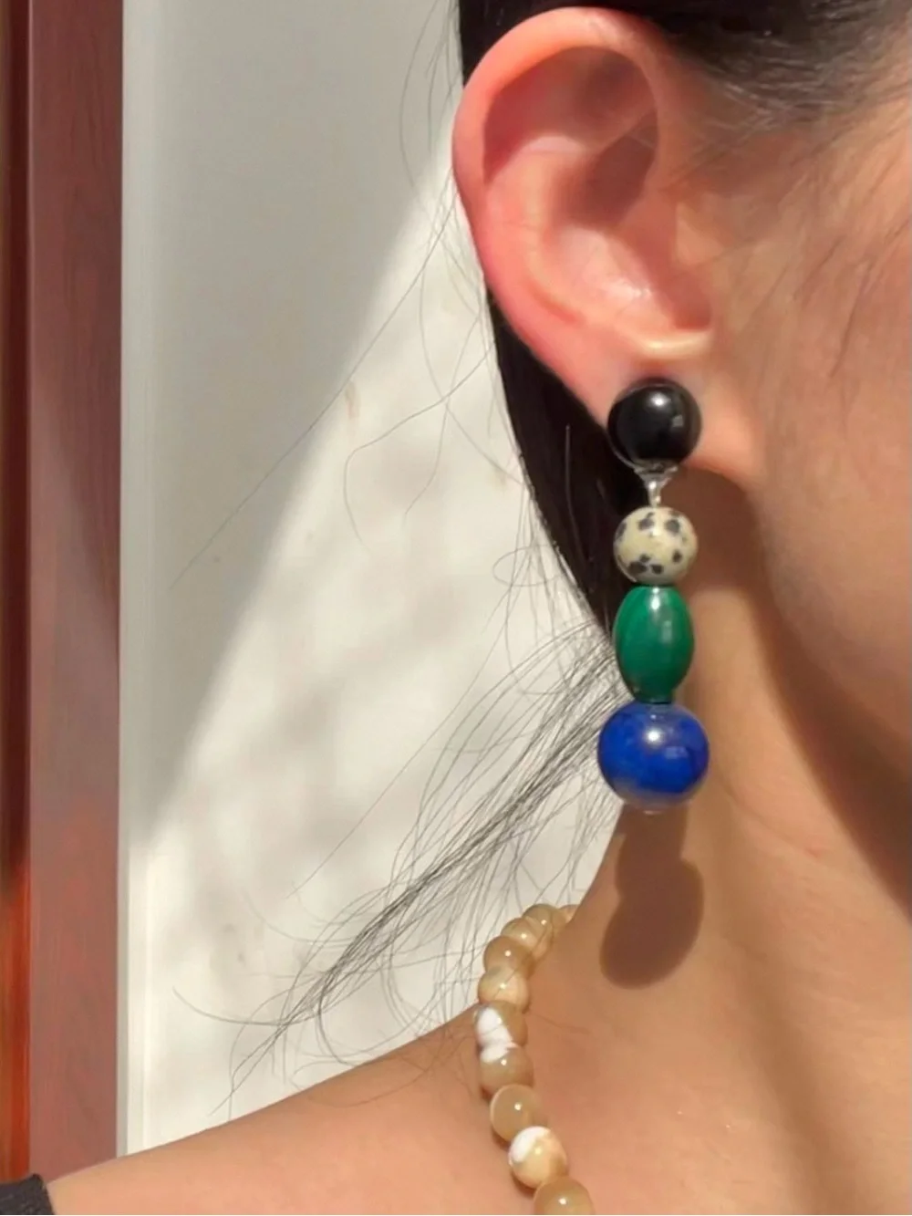 GAOHAN Paris Starry Night Gemstone Drop Earrings 925 Silver Lapis